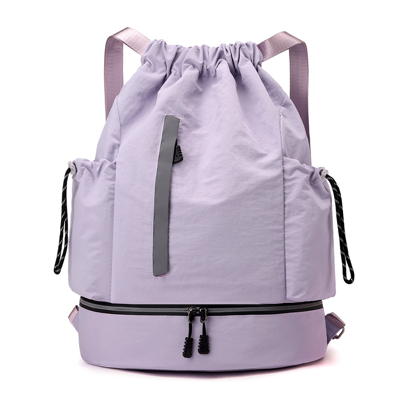 Bolso de baloncesto al aire libre ligero de moda, diseño de tira reflectante, deportes, fitness, ocio, mochila con cordón, stock de gran capacidad