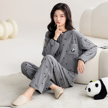 德绒睡衣女秋冬季长袖加厚保暖休闲家居服少女士薄绒可爱学生套装