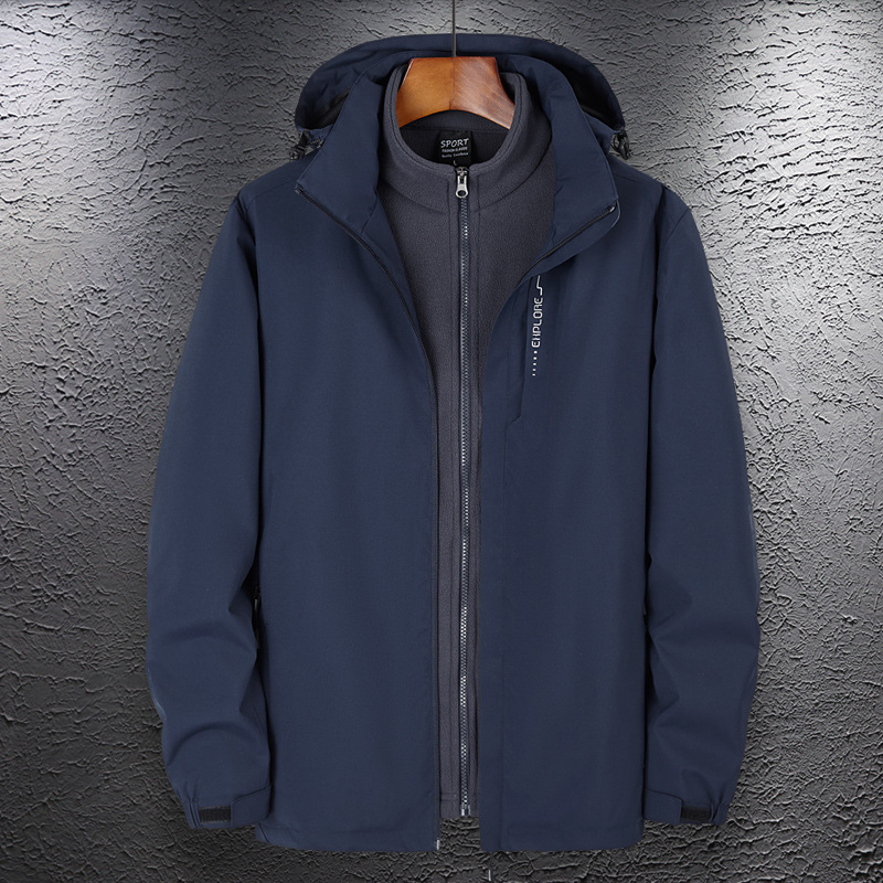 Lote de fábrica chaqueta de pareja al aire libre hombres y mujeres tres en uno traje de Montañismo de dos piezas desmontable traje de viaje de lana