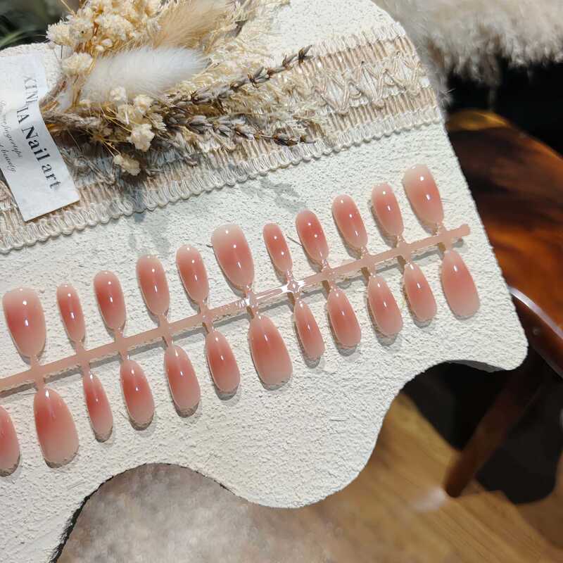 【Ps09 Oval】Blush-Colored Pre-Made Nails with High Aesthetic Value, Simple and Flattering for Daily Wear, Nail Art Pieces