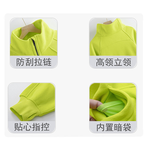 Scuba Half-Zip Hooded Sweatshirt Cross-Border Yoga Top Jacket, Pullover High-Neck Fleece Short-Sleeve Loose