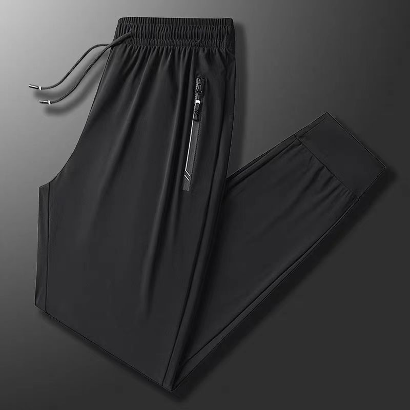 Pantalones de hielo para hombres de verano delgados casuales versátiles deportivos de secado rápido pantalones sueltos de cintura elástica