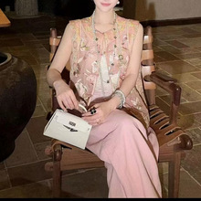 三色高品质新中式盘扣真丝欧根纱重工刺绣蝴蝶花拼真丝宋锦马甲32