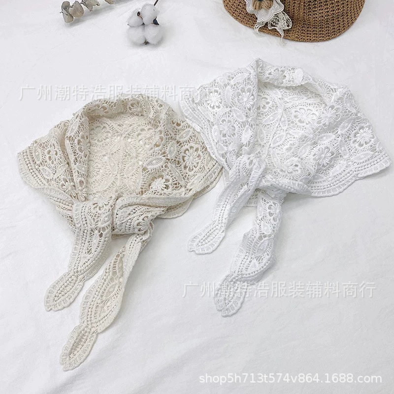 Весной и летом новый шаль в Корейском стиле, модный темперамент, женский треугольник с полым бутоном, красивый универсальный шарф