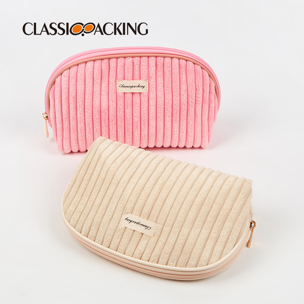 Bolsa de cosméticos de concha de pana al por mayor de fábrica, herramienta de belleza, bolsa de almacenamiento para productos para el cuidado de la piel, embrague multifuncional para mujer