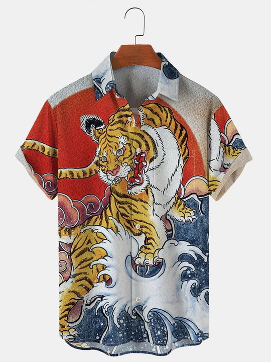 2023 nueva moda verano casual impresión 3D camisa hawaiana vacaciones para hombres junto al mar fábrica transfronteriza al por mayor
