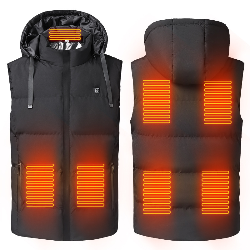 Zone 7 Heated Vest for Men, Winter Hooded USB Charging Model, Three-Level Temperature Control Electric Heating Vest