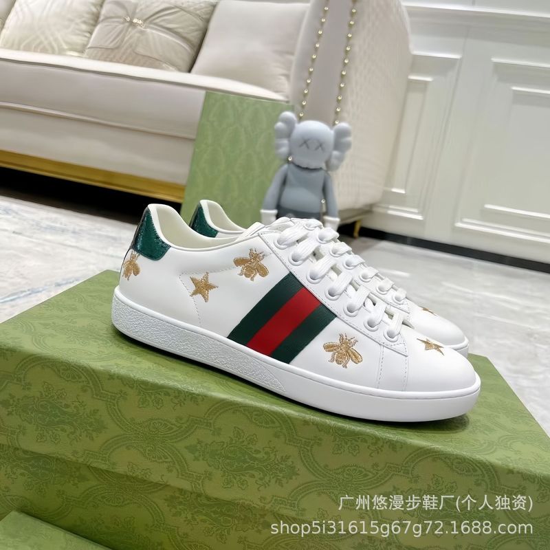 高品质G家小蜜蜂小白鞋女春秋经典百搭真皮刺绣情侣运动休闲板鞋|undefined