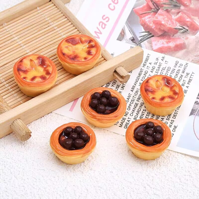 模擬食品おもちゃエッグタルト樹脂アクセサリー diy クリーム接着剤キーホルダー携帯電話ケース水カップ下駄装飾材料|undefined