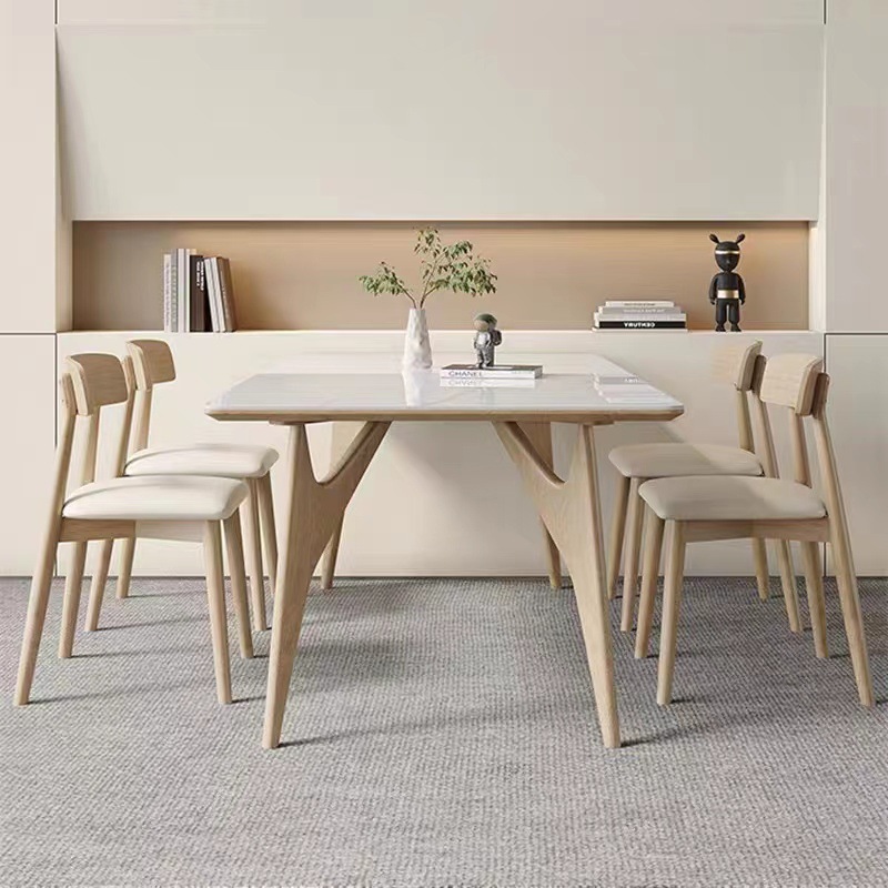 silla de comedor de madera sólida nórdica, madera casera, viento de crema, mesa de comedor moderna y simple, silla de diseño, taburete de comedor