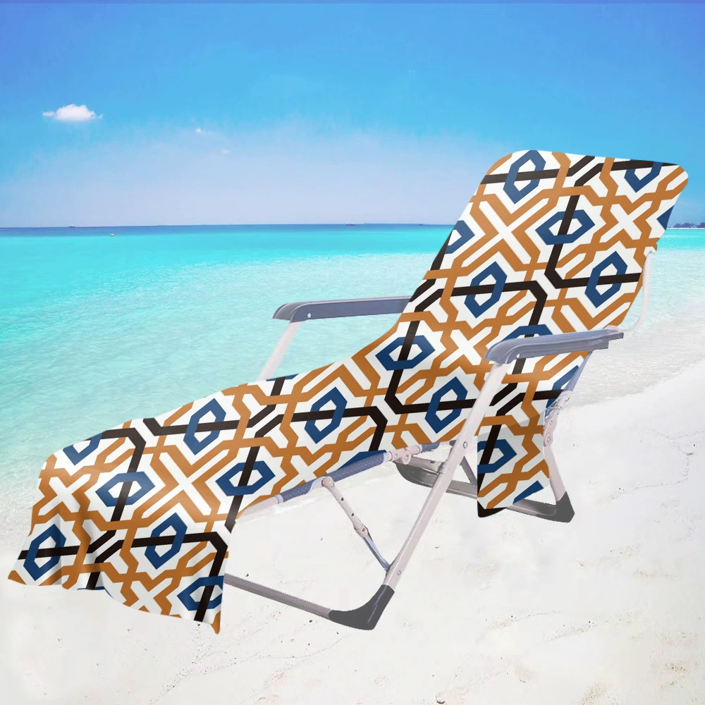 Геометрические пляжный стул крышка кресло полотенце пляжное полотенце 3D цифровой печатный микрофибры банное полотенце карман