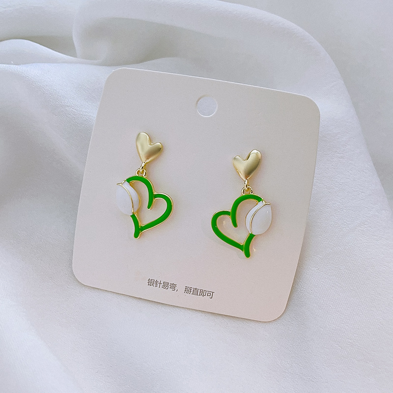 1 Pair Fairy Style Sweet Leaf Flower Spray Paint Inlay Imitation Pearl Alloy Opal Zircon Earrings display picture 3