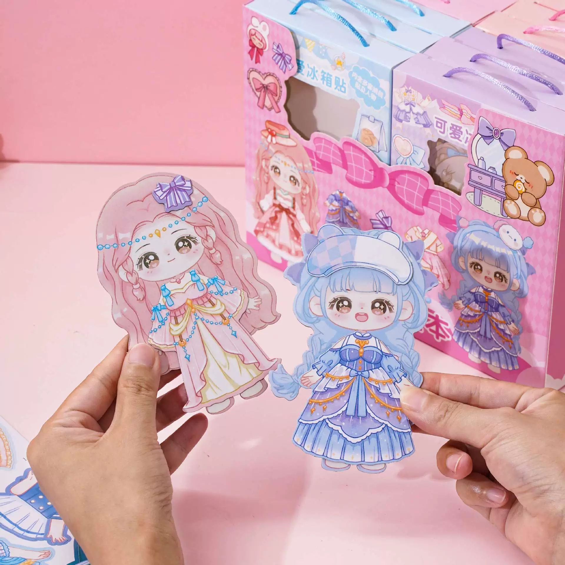 Подарочная коробка Youyou Sisters, милые детские магнитные наклейки для переодевания, Детские Мультяшные наклейки на холодильник, наклейки для переодевания