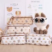 摩克焦糖小猫手拎双层多功能笔袋高颜值学生文具收纳大容量铅笔袋