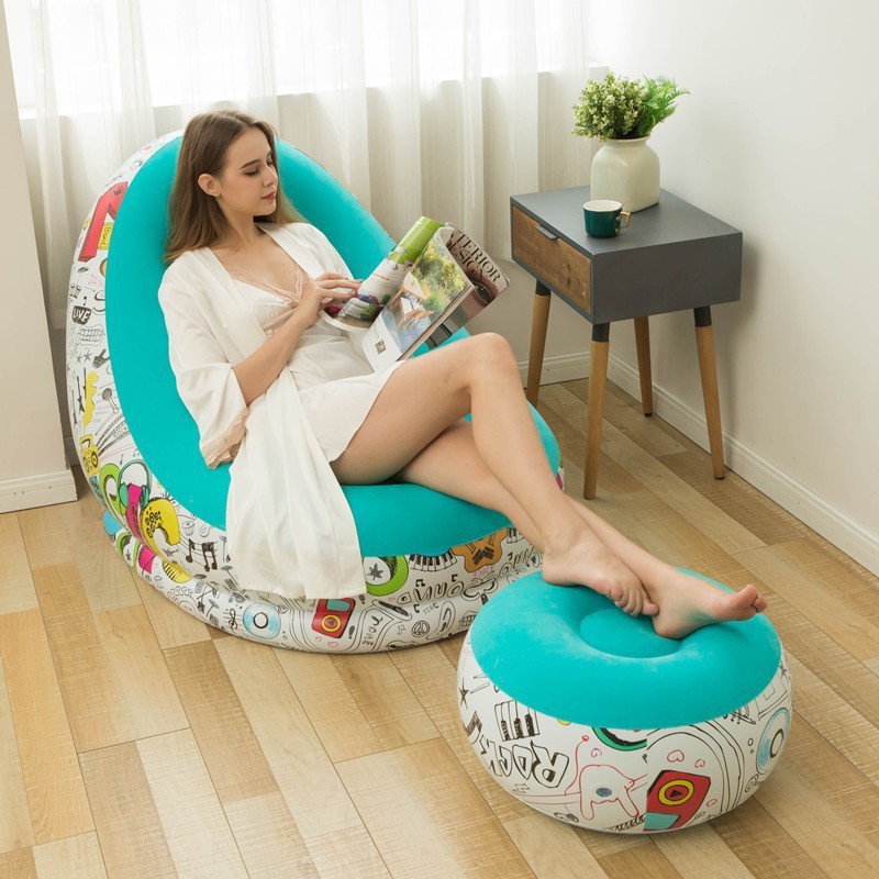 Sofá perezoso creativo al aire libre plegable sillón el almuerzo en hogar oficina inflable cama grueso