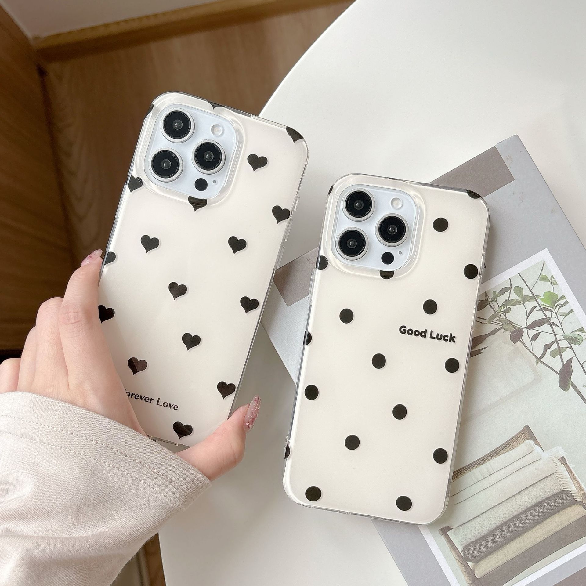 Punto de onda de amor simple de nicho para Apple 16ProMax funda para teléfono móvil 15Pro/14Pro nuevo 13 femenino 16Pro