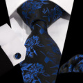 现货领带口袋巾袖扣套装 正装复古8.5cm提花佩斯利结婚领带