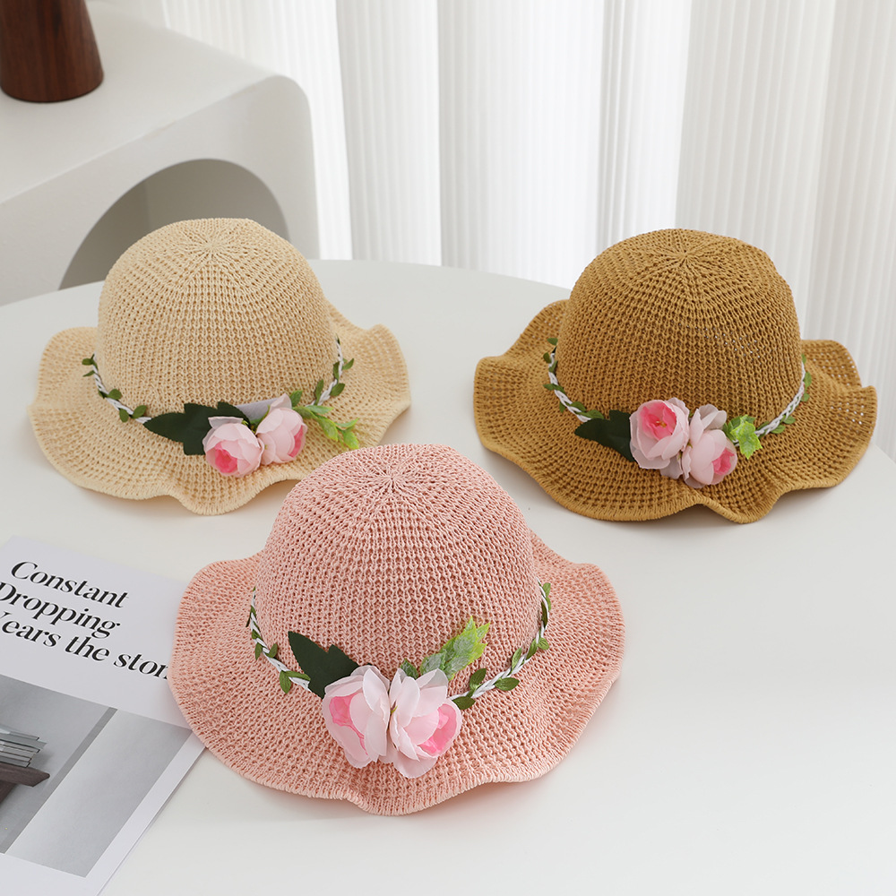 Kids Sun Hat Upf 50+ Wide Brim Straw Hat For Summer Beach_voghion.com