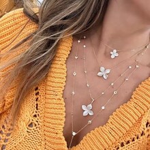 欧美时尚新款四叶草锆石项链网红ins简约小众锁骨链气质女式项链