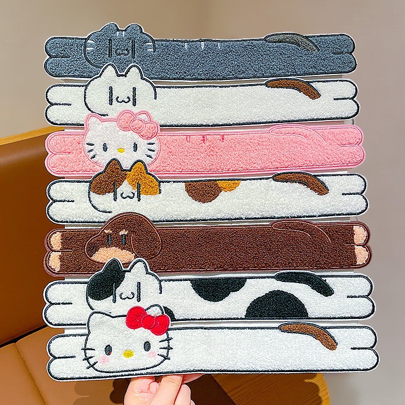 Children's Cartoon Magic Tape Hairband for Girls, Cute Plush Bangs Fixing Headband, Baby Hair Accessory that Doesn't Damage Hair
