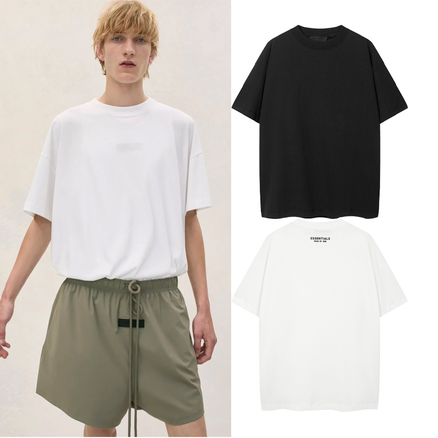 FEAR OF GOD ESSENTIALS Clásico pequeño logotipo letras hombre suelto casual camiseta de manga corta
