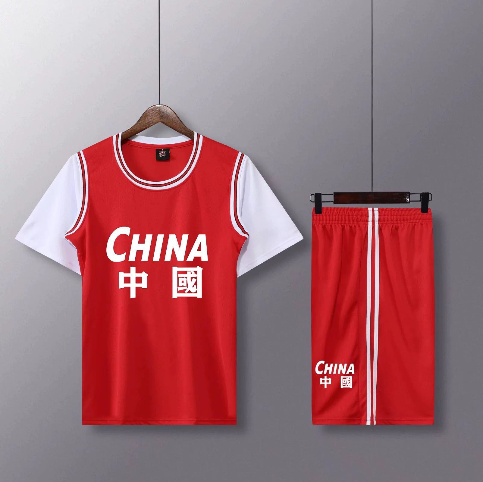 JCN03 Поддельные из двух частей Китайский Детский костюм для взрослых Баскетбольный костюм Детский сад Костюм для соревнований 3XS-5XL