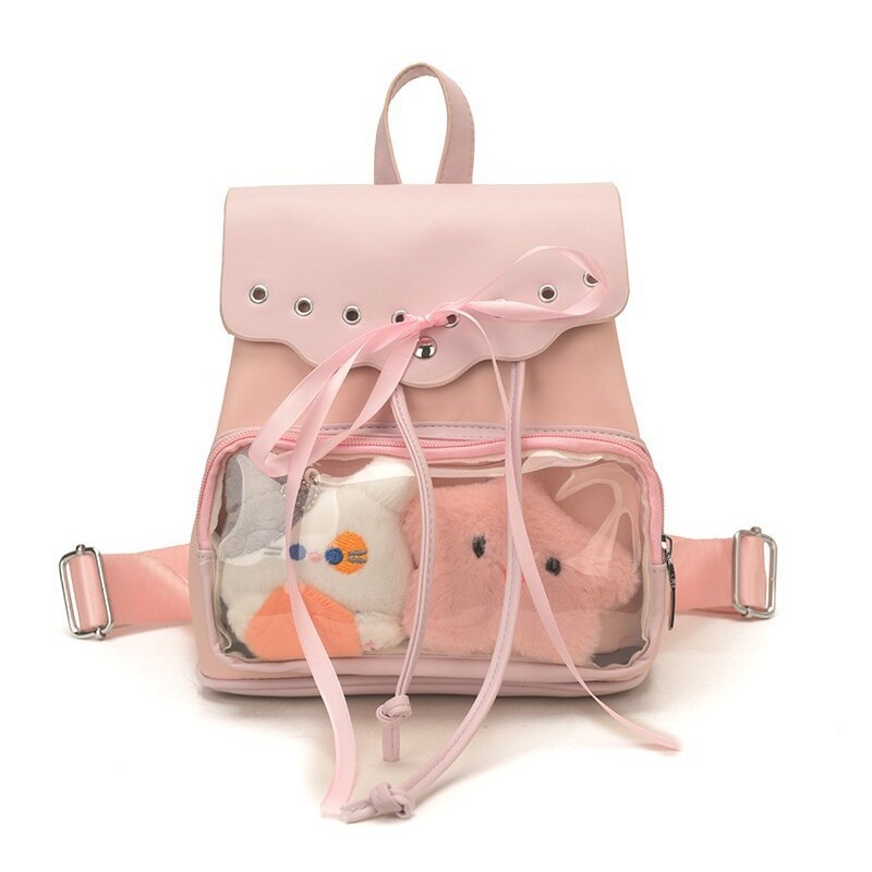 2026 nuevo nicho coreano chica corazón mochila de hombro mujer transparente bolsa delantera arco diaria mochila de viaje universal image 6