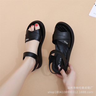 New Mom's Shoes Summer Sandals Soft Leather Comfortable Women's Sandals Middle-Aged and Elderly Non-Slip Lightweight Women's Shoes Wholesale Thick Soles