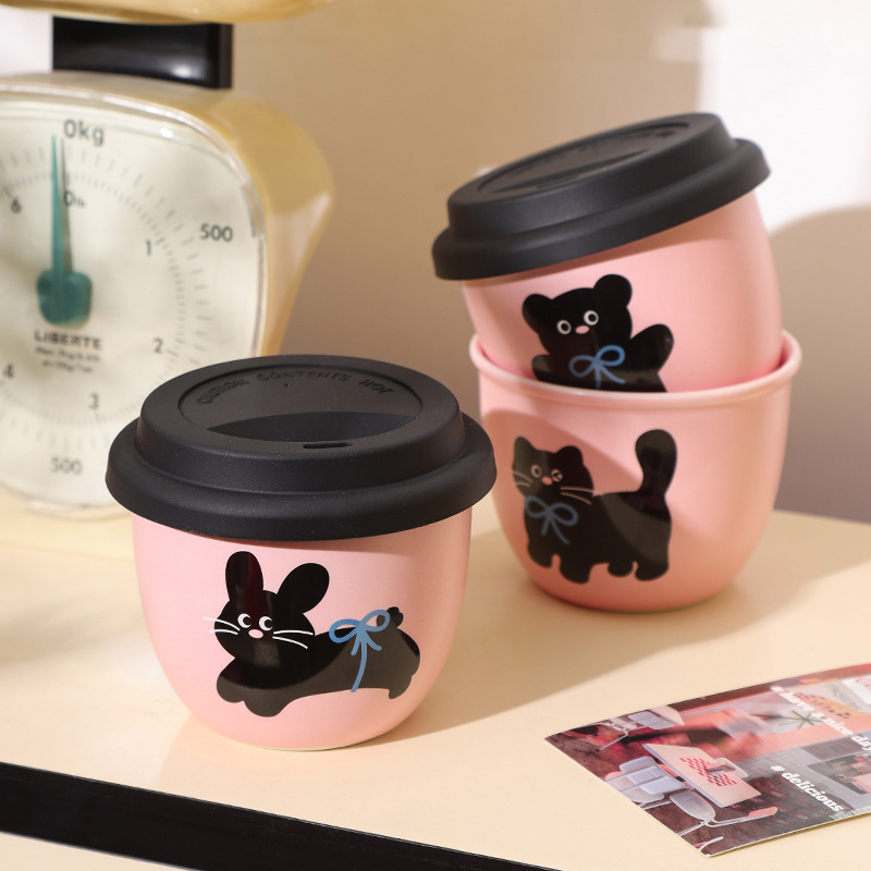 Taza de café con tapa de oficina pequeña taza doméstica de cerámica ins taza casual para dar a las chicas tazas lindas