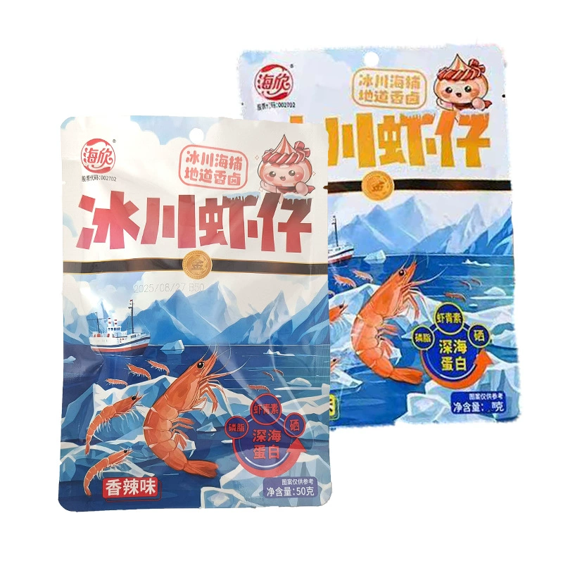 Готовые к употреблению креветки Haixin «Glacier» 50 г, вкусы: острый и барбекю