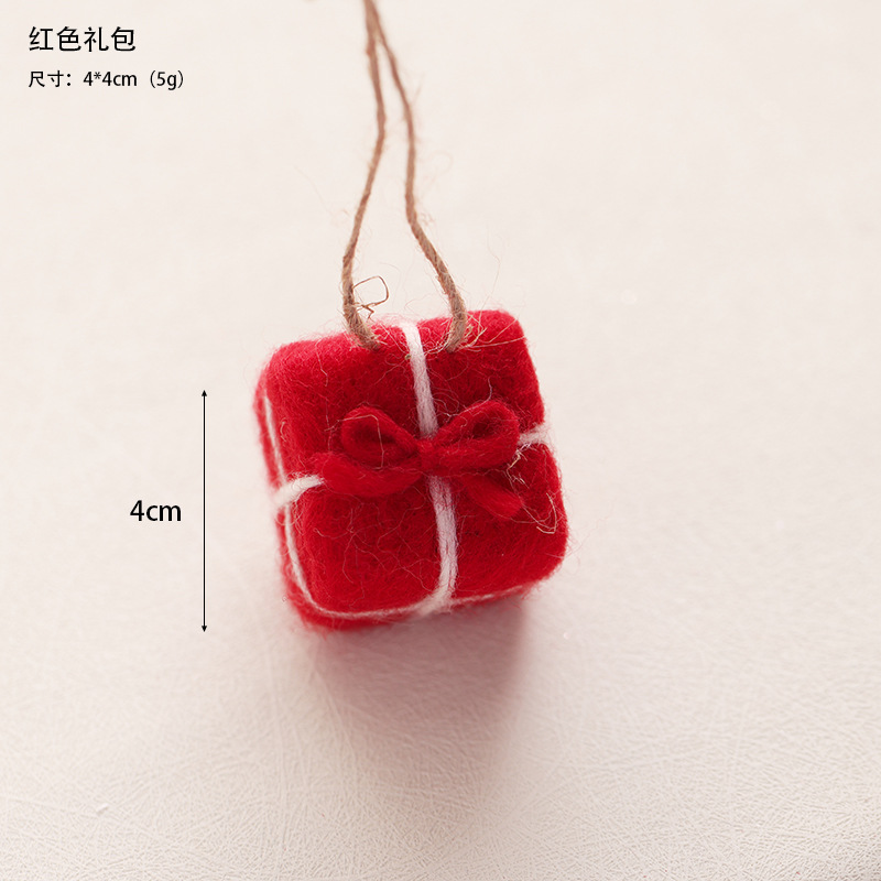 Navidad fieltro de lana decoración colgante accesorios DIY hechos a mano árbol de Navidad alce paquete de regalo pan de jengibre accesorios colgante hombre