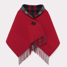 西太后土星羊毛保暖披肩2025秋冬新款宅女同款拼色可两穿围巾披风