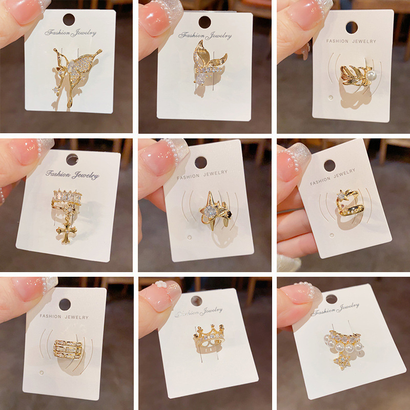 French-Style Fashion Retro Diamond-Encrusted Ear Cuff, Exquisite and Fashionable, Light Luxury, Versatile Design, Non-Pierced Ear Clip Accessory