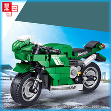 【新品】哲高積木玩具拼裝科技機械組越野摩托車男孩拼插益智玩具