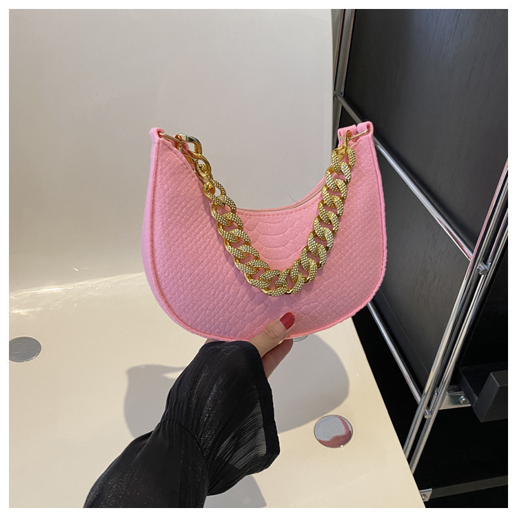 Moda de tela de fieltro 2023 tendencia nueva moda retro cadena simple mensajero hombro bolso de mano para axila