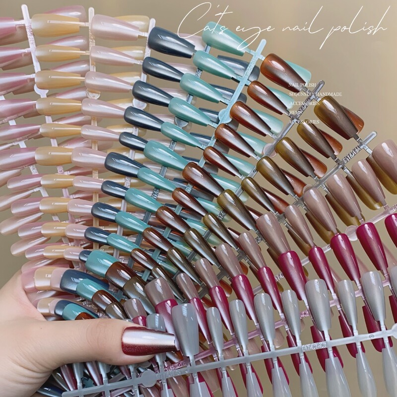 Glass Bead Nail Art Medium Cat Eye Wear Armor Temperament Advanced Sense Fake Nail Finished Nail Pieces Wholesale Prefabricated Armor Glass Bead Nail Art Medium Cat Eye Wear Armor Temperament Advanced Sense Fake Nail Finished Nail Pieces Wholesale Prefabricated Armor