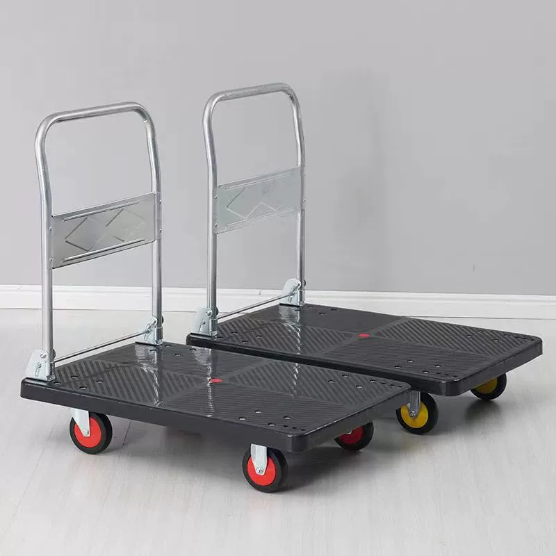 Flatbed truck on four wheels for moving, folding cart, trailer for home use, increased thickness