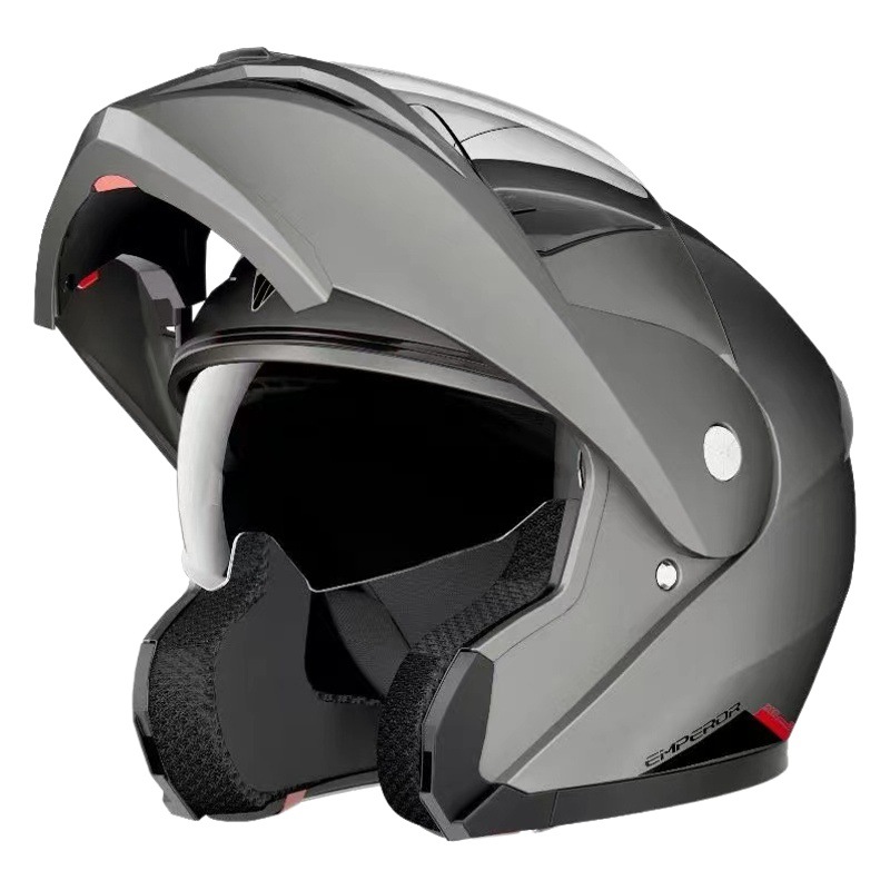 Junhaolong Foreign Trade Cross-Border Dot Certified Helmet, Flip-Up Helmet with Dual Visors for Electric Motorcycle Riding, Full-Face Motorcycle Helmet