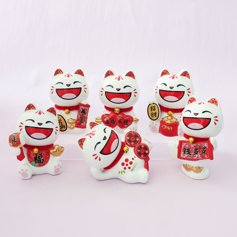 De estilo japonés Lucky Cat decoración de cerámica regalo de apertura cajero casa entrada sala de estar decoración de escritorio
