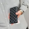 207# checkered gray long wallet