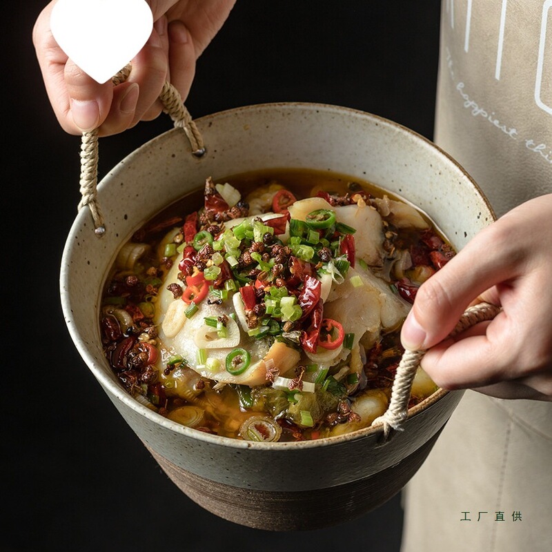 Nordic Japanese-Style Ceramic Plates, Creative Tableware, Household Dishes, Ins-Style Bowls and Plates, Deep Plates, Rustic Ceramic Rice Bowls