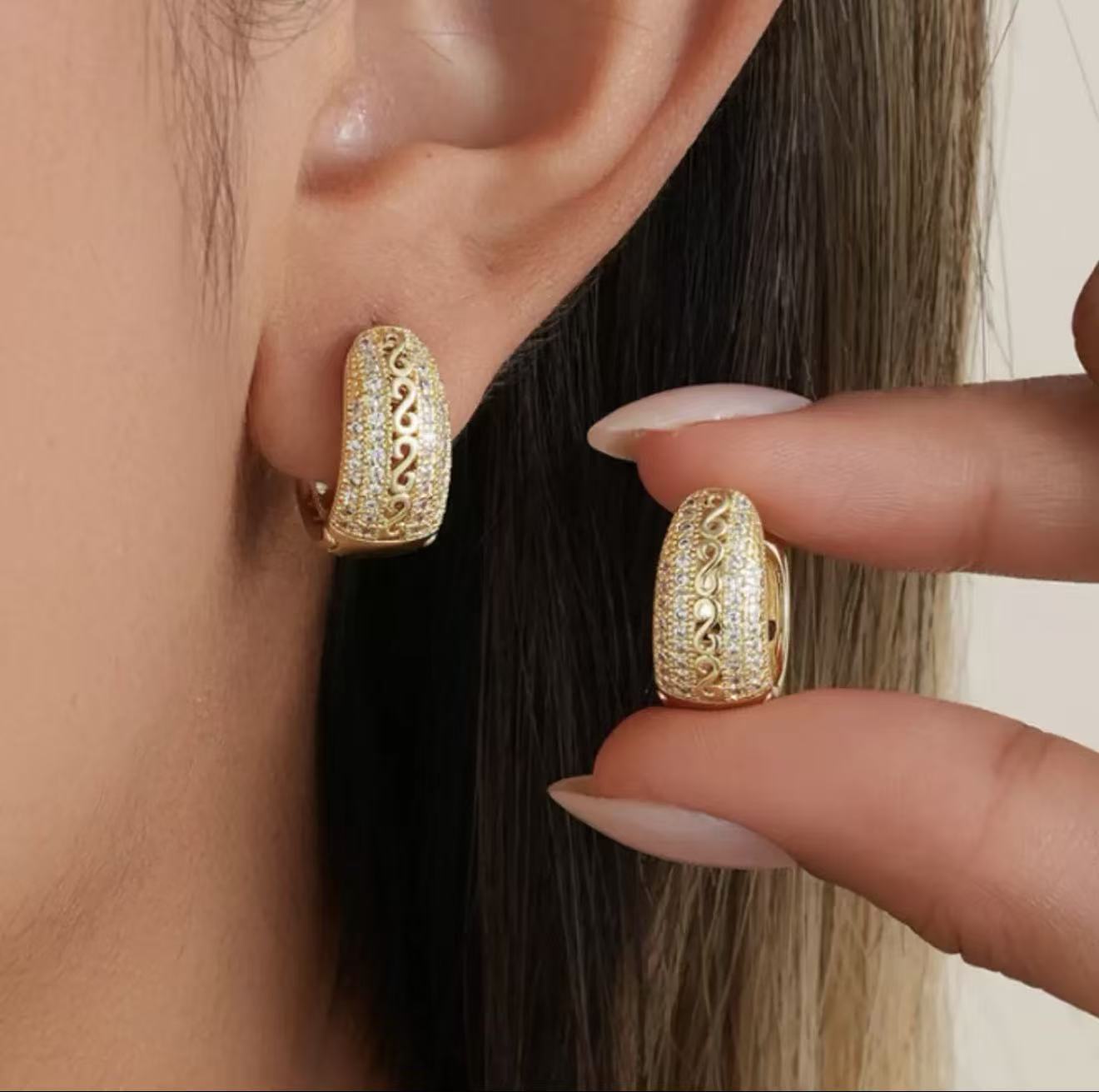 Exquisite Diamond Zircon Circle Drop Earrings For Women Elegant_voghion.com