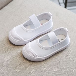 Campus White Shoes Spring and Autum Kidsren's Canvas Shoes Kindergarten Male and Female Students White Cloth Shoes Baby Soft Soles