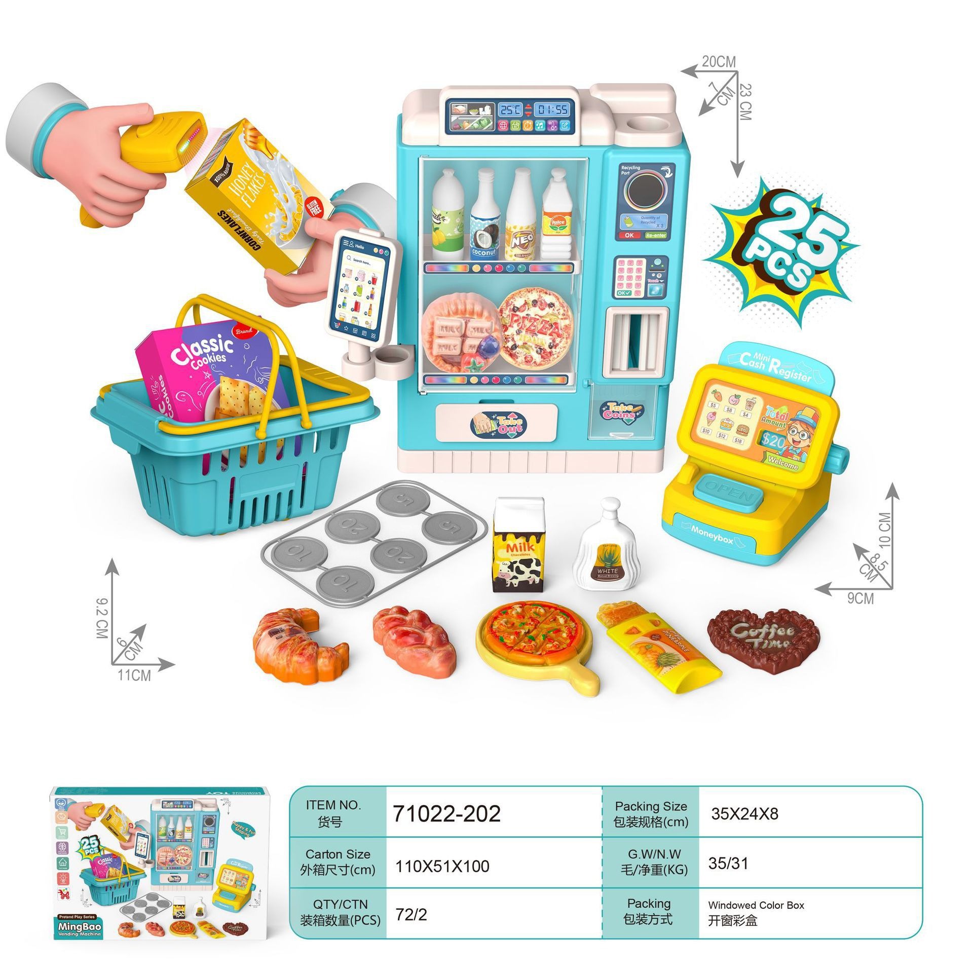 Transfronterizos niños simulan hamburguesas pastel de fruta pan mini supermercado cajero vendedor casera cesta de compras