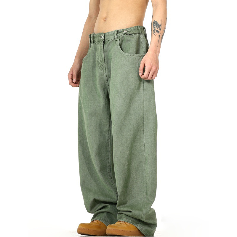 Pantalones vaqueros lavados retro americanos pantalones de pierna recta de moda de la calle principal para hombres