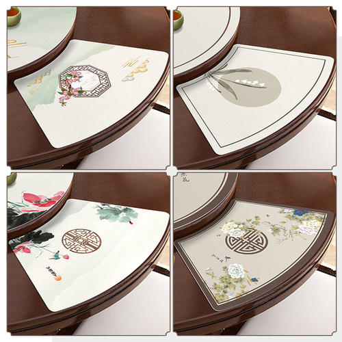 Factory direct sales pu leather fan-shaped placemats household waterproof and oil-proof western placemats dinner plate mats table insulation mats