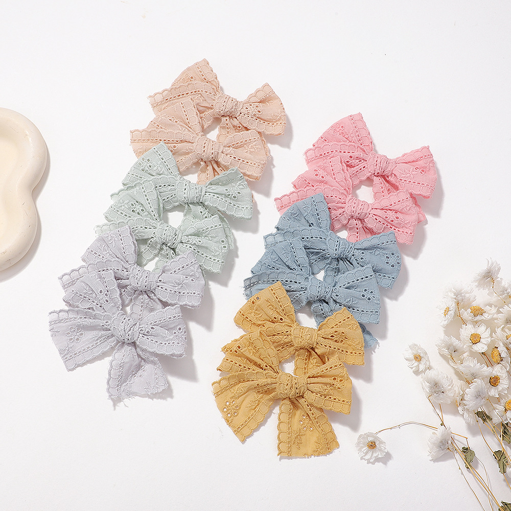 18g Weight Hair Clip Hair Accessories Type Mixed Quantity Daily Occasion Bow Knot Pattern Kid'S Gender Lace Design Cute Style Kid'S Cute Bow Knot Cloth Lace Hair Clip 3