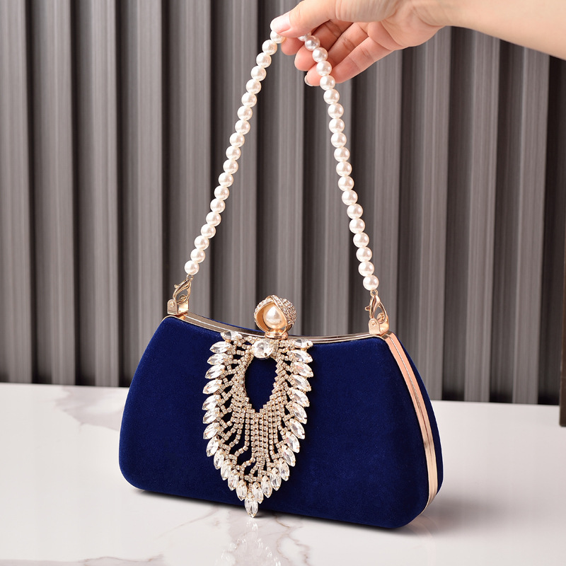 Bolsa de cena de terciopelo de moda transfronteriza caliente bolsa de vestido noble negro bolsa de cheongsam retro bolsa de novia de fiesta