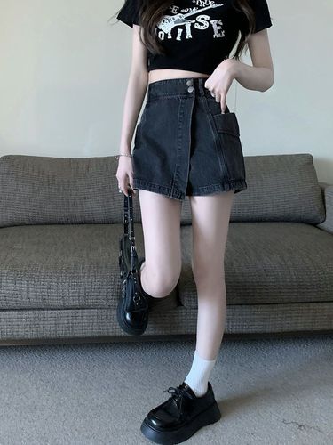 Urban Style Denim Short Skirt Pants for Women - Summer High-Waisted Slimming Sweet and Cool Hot Girl A-Line Skirt