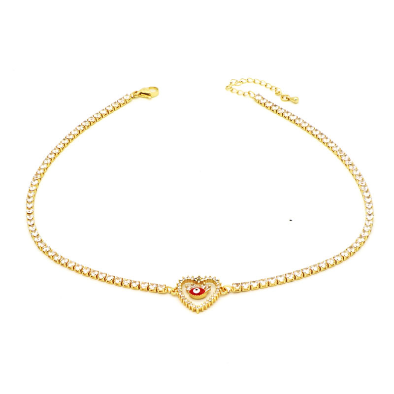 Fashion Heart Shape Copper Inlay Zircon Necklace 1 Piece